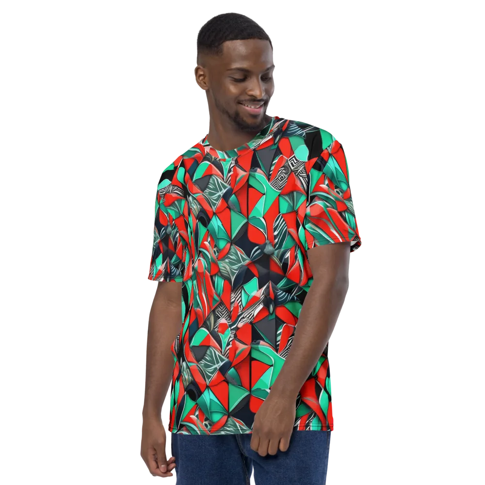 Neon Origami on Men's Crew Neck T-Shirt — Left