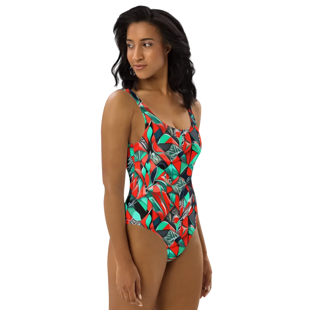 Neon Origami on One-Piece Swimsuit — Right