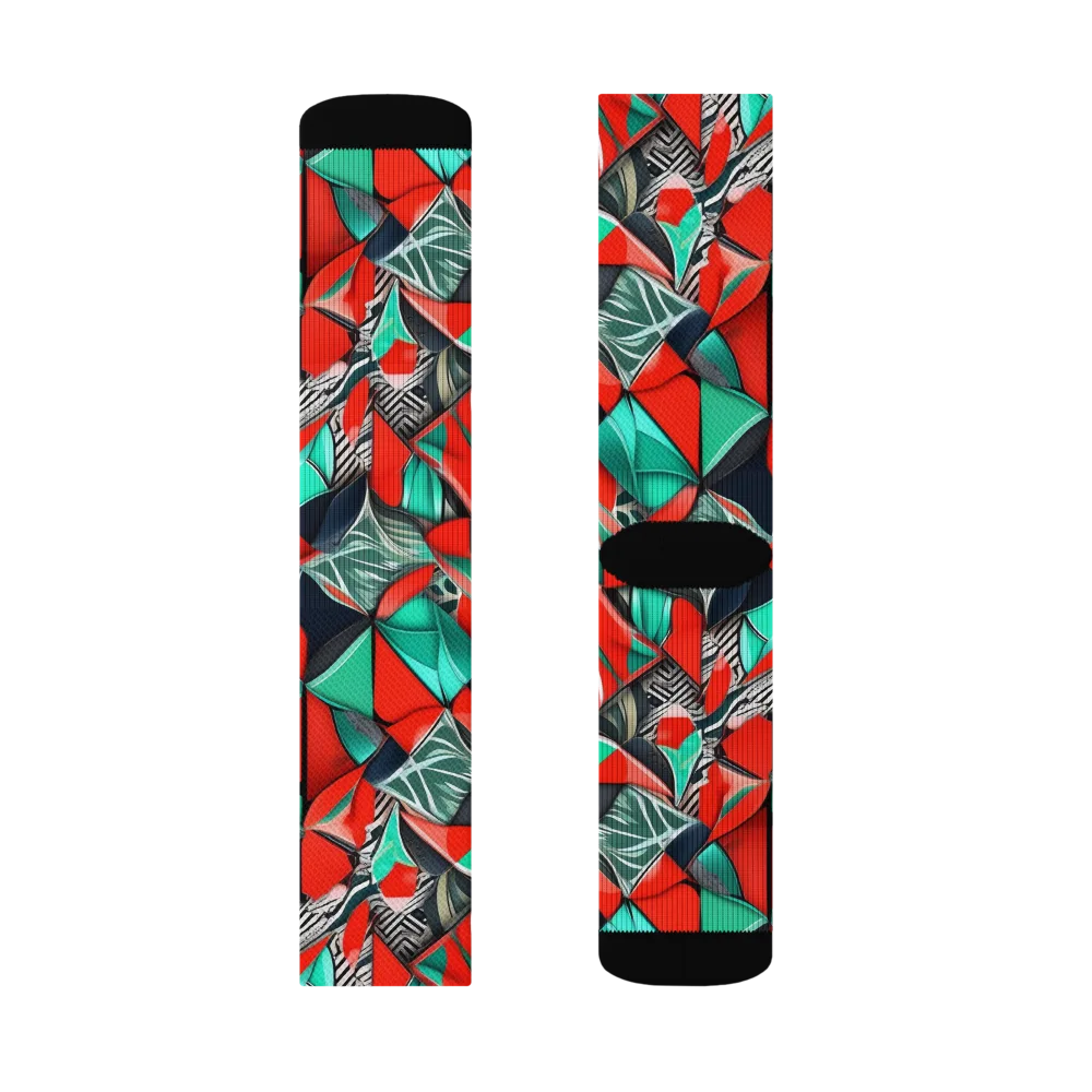 Neon Origami on Socks — Left Sock