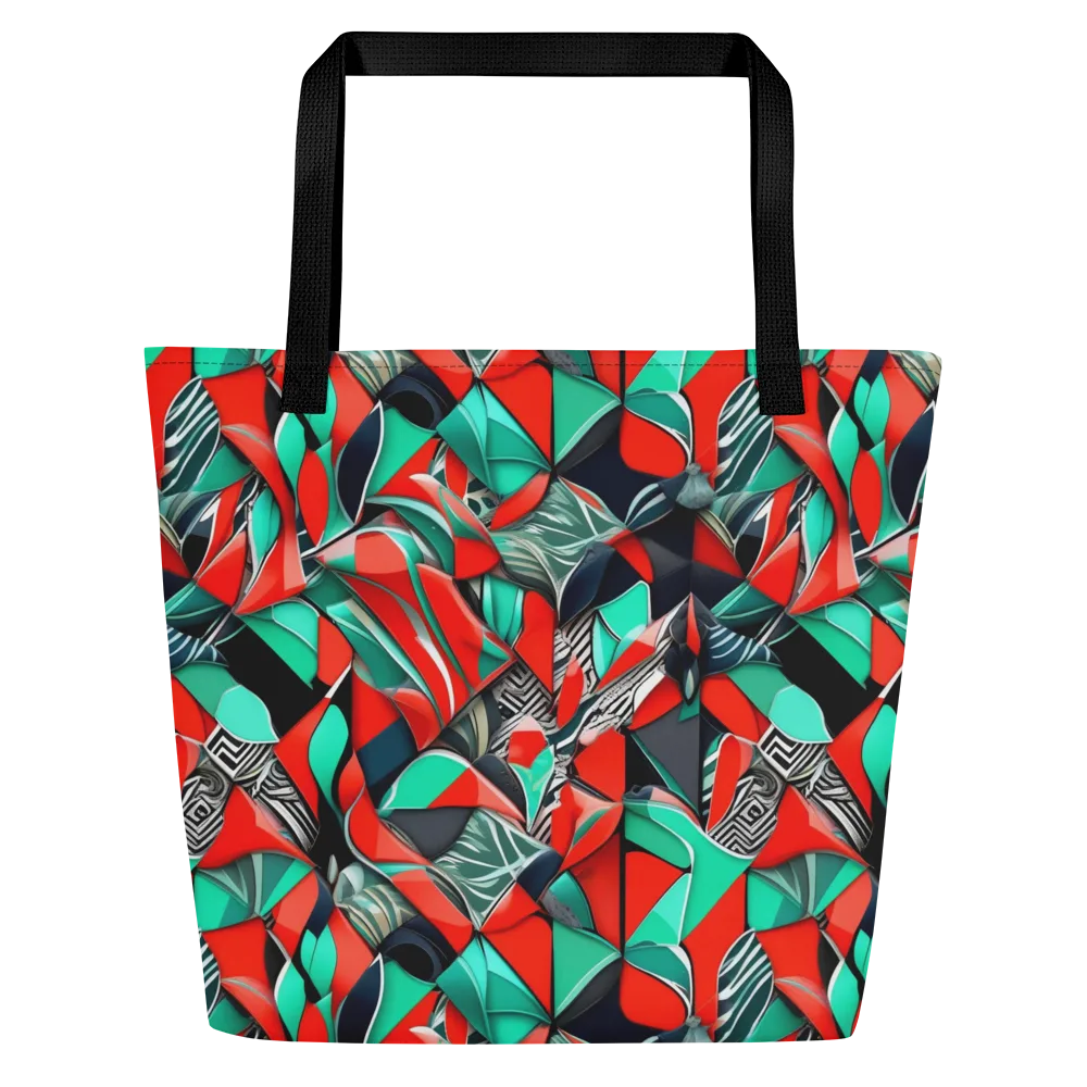 Neon Origami on Large Tote Bag W/ Pocket — Front