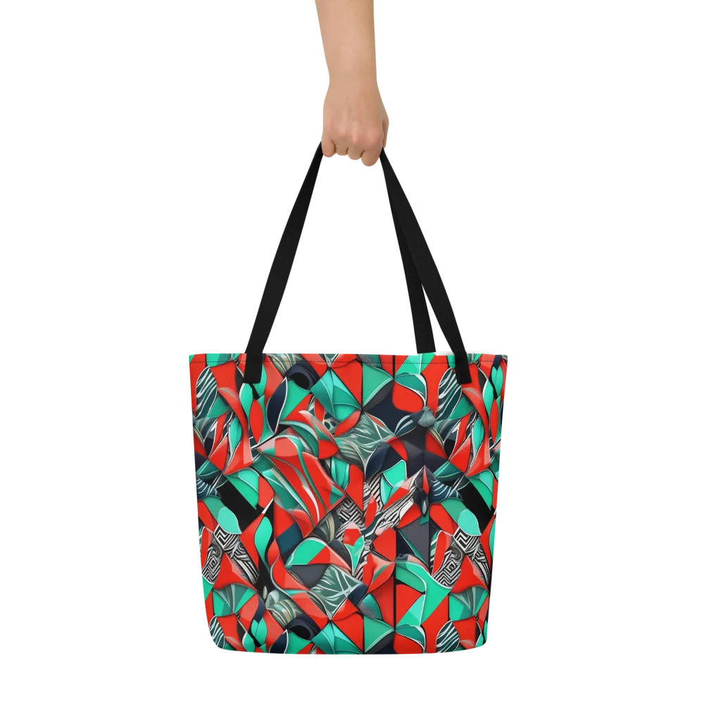 Neon Origami on Large Tote Bag W/ Pocket — Front