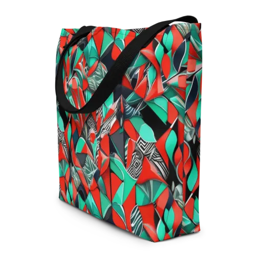 Neon Origami on a Large Tote Bag W/ Pocket