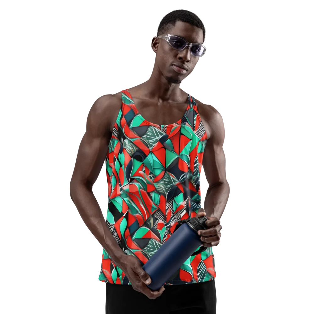 Neon Origami on Men's Tank Top — Front