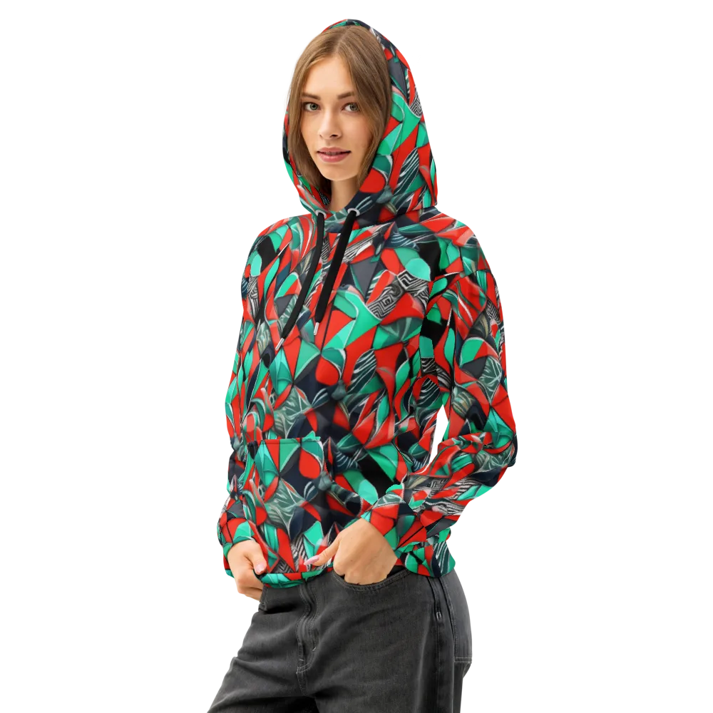 Neon Origami on Cotton Hoodie — Left Front