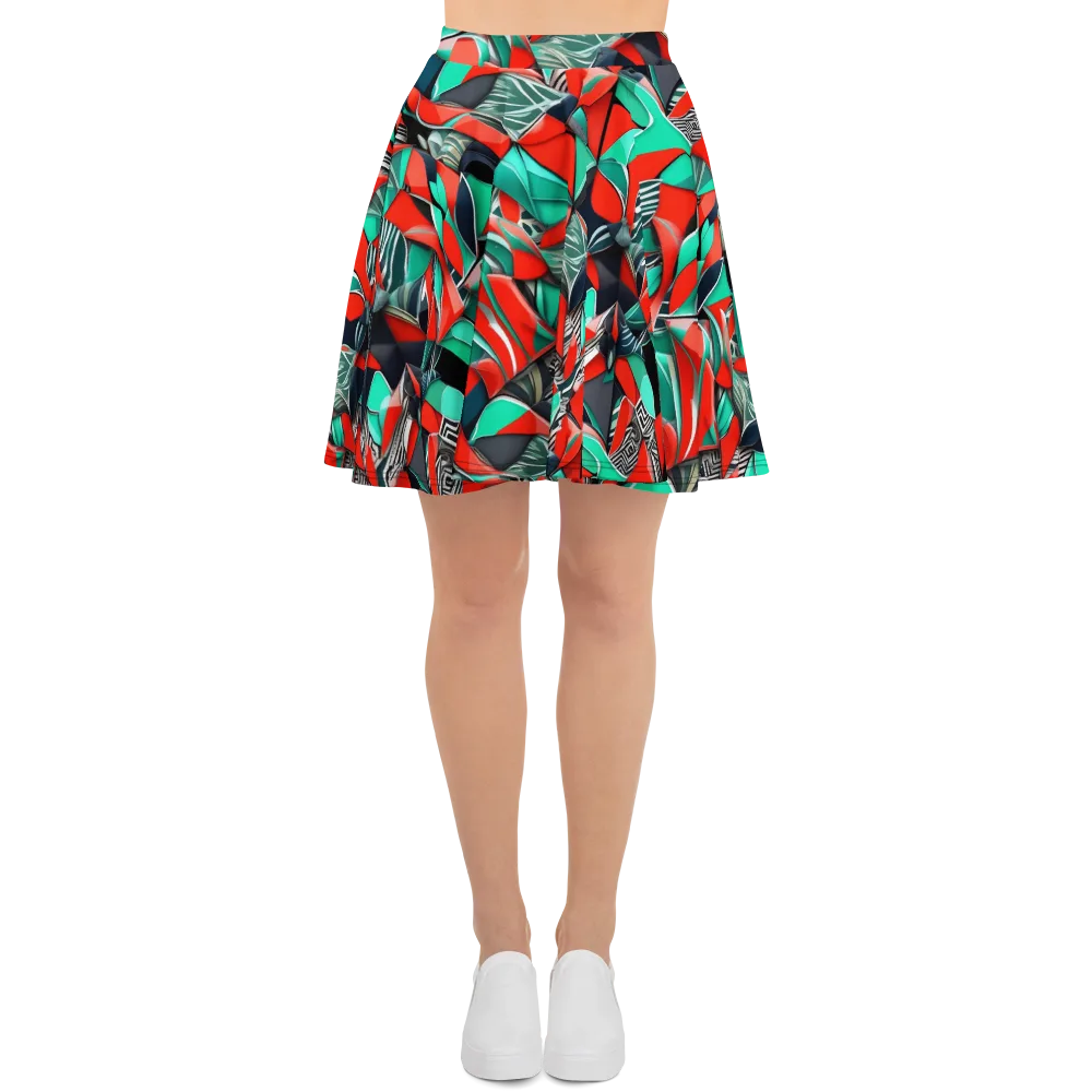 Neon Origami on Skater Skirt — Front