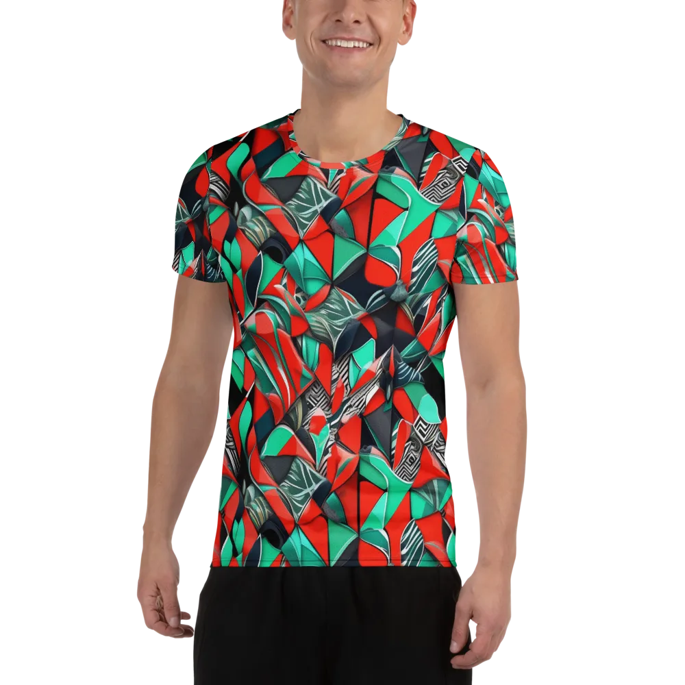 Neon Origami on Men's Athletic T-Shirt — Front
