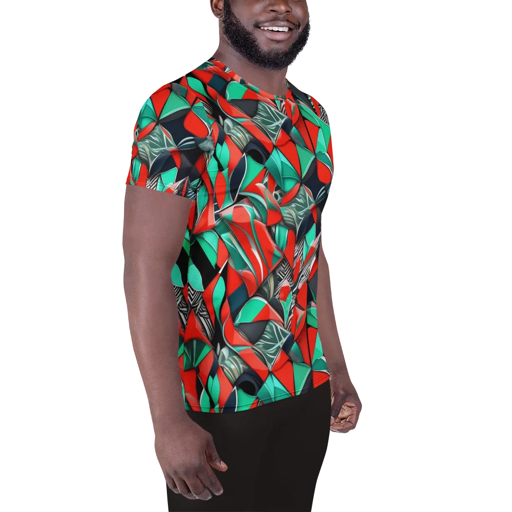 Neon Origami on Men's Athletic T-Shirt — Right