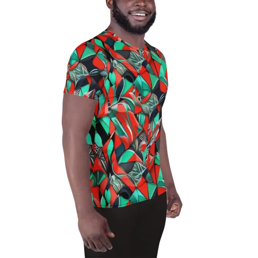 Neon Origami on a Men's Athletic T-Shirt