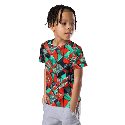 Neon Origami on a Kids Crew Neck T-Shirt