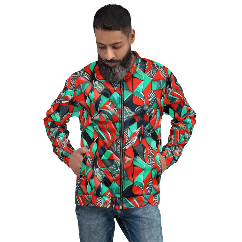 Neon Origami on Bomber Jacket — Front