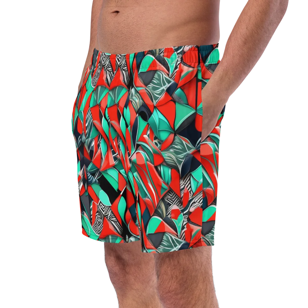 Neon Origami on Swim Trunks — Left Front