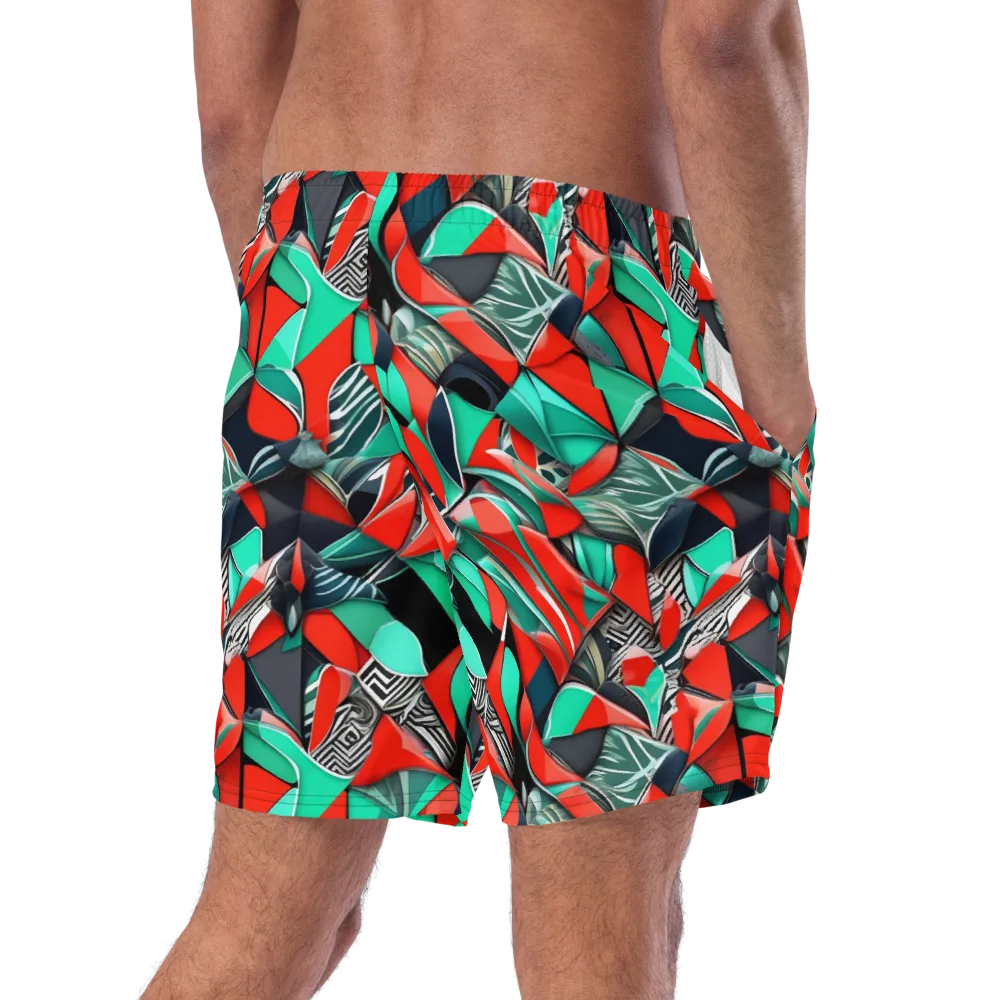 Neon Origami on Swim Trunks — Right Back