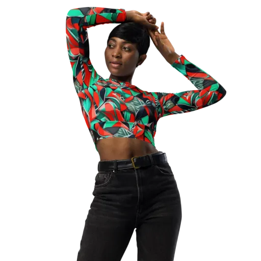 Neon Origami on a Long Sleeve Crop Top