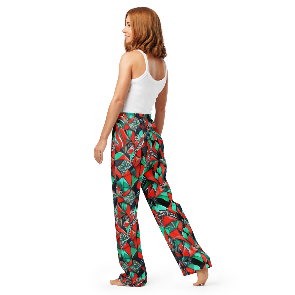Neon Origami on Women's Pajama Pants — Back