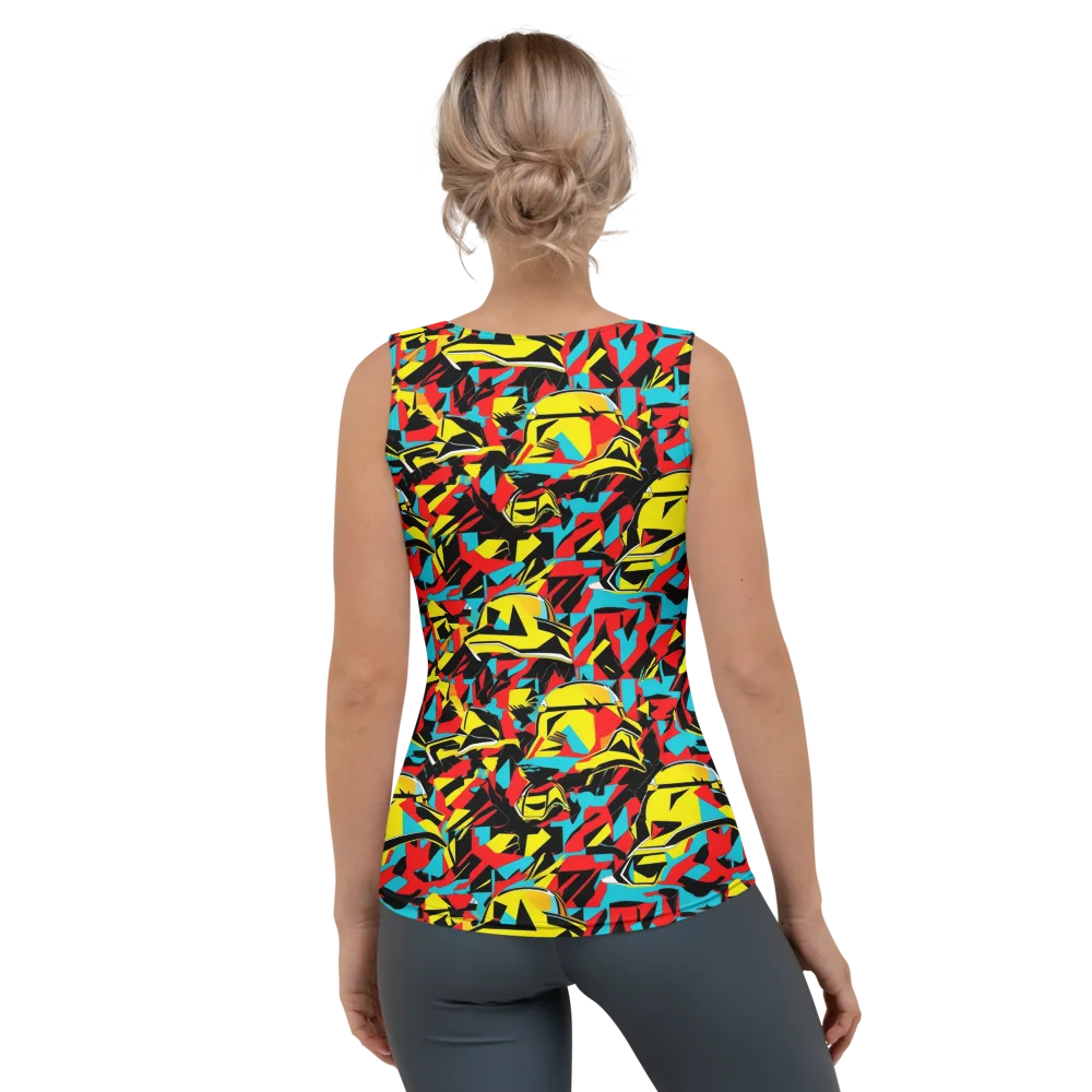 Neon Helmet Riot on Women's Tank Top — Back