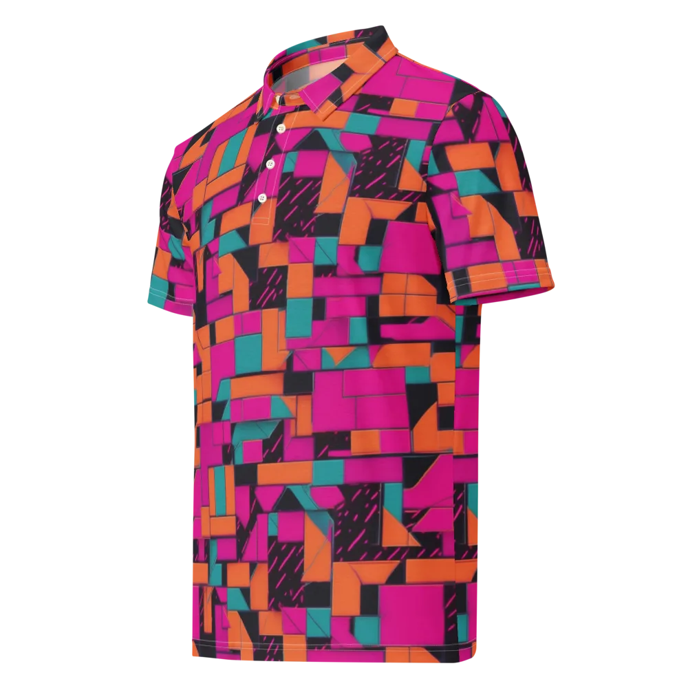 Cyberblock on Men's Slim Fit Polo Shirt — Left Front