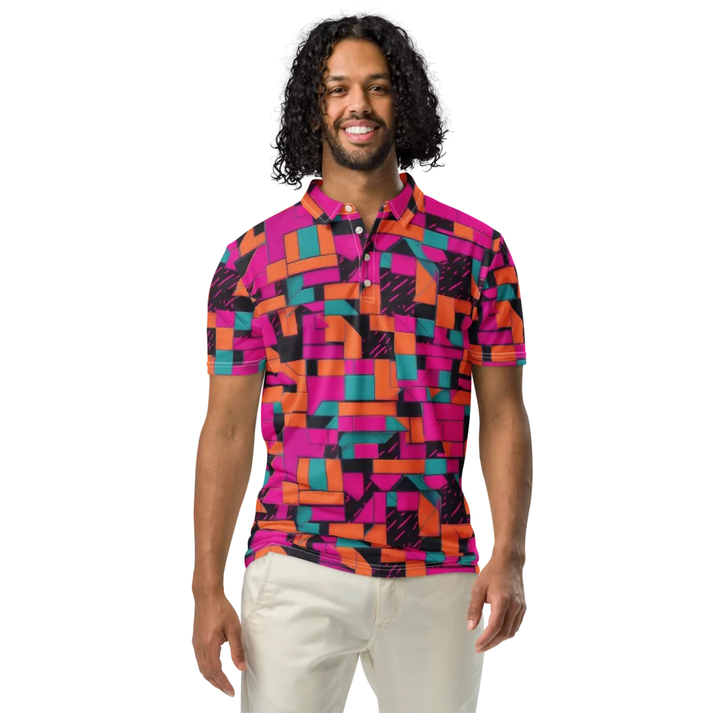 Cyberblock on Men's Slim Fit Polo Shirt — Front