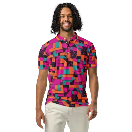 Cyberblock on a Men's Slim Fit Polo Shirt