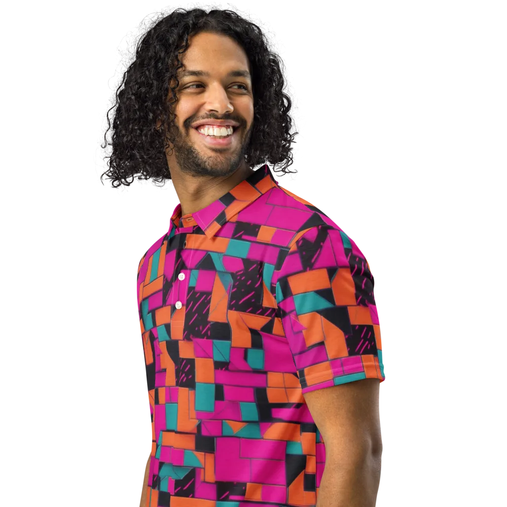 Cyberblock on Men's Slim Fit Polo Shirt — Left Front
