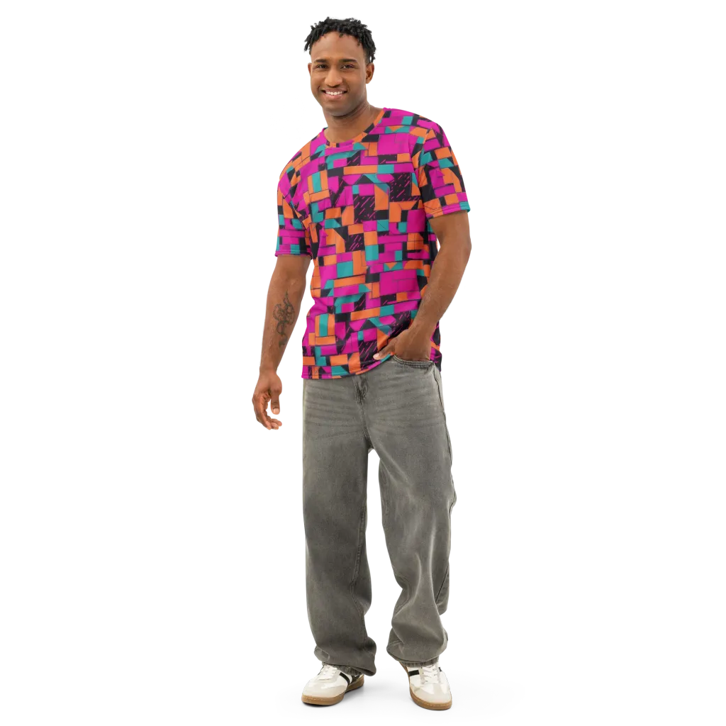Cyberblock on Men's Cotton Crew Neck T-Shirt — Front