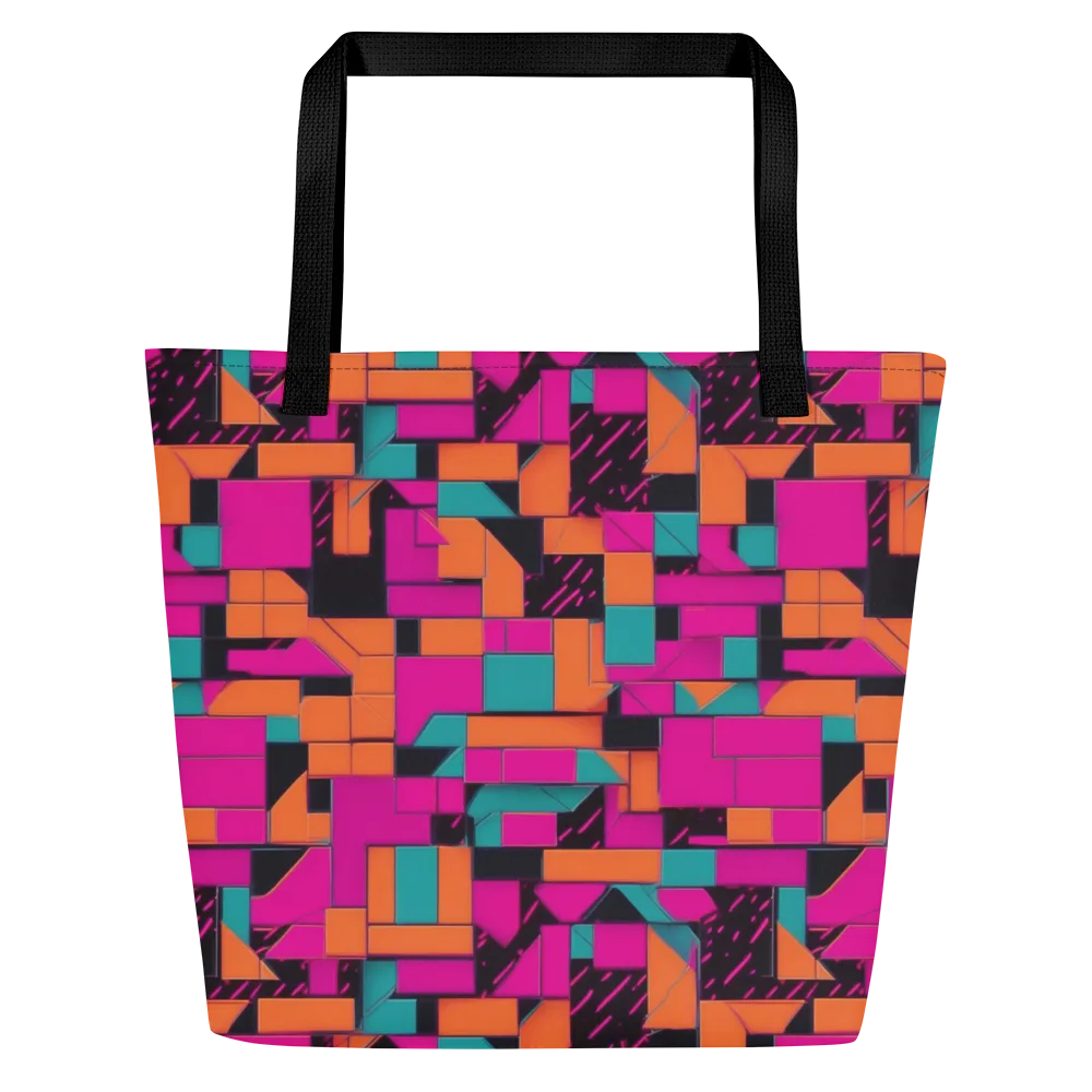 Cyberblock on Large Tote Bag W/ Pocket — Front