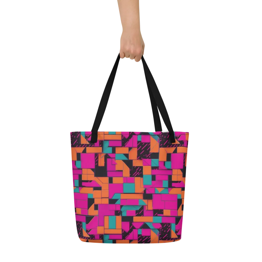 Cyberblock on Large Tote Bag W/ Pocket — Front