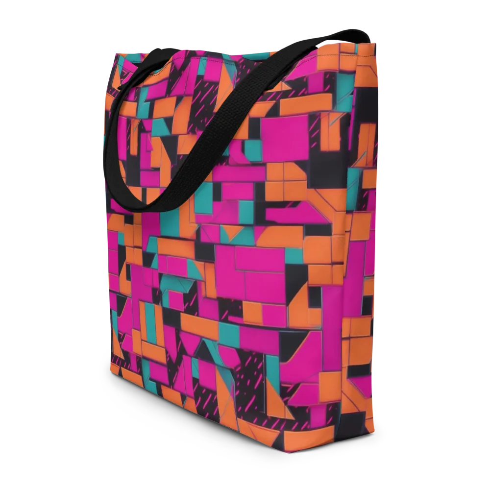 Cyberblock on Large Tote Bag W/ Pocket — Front