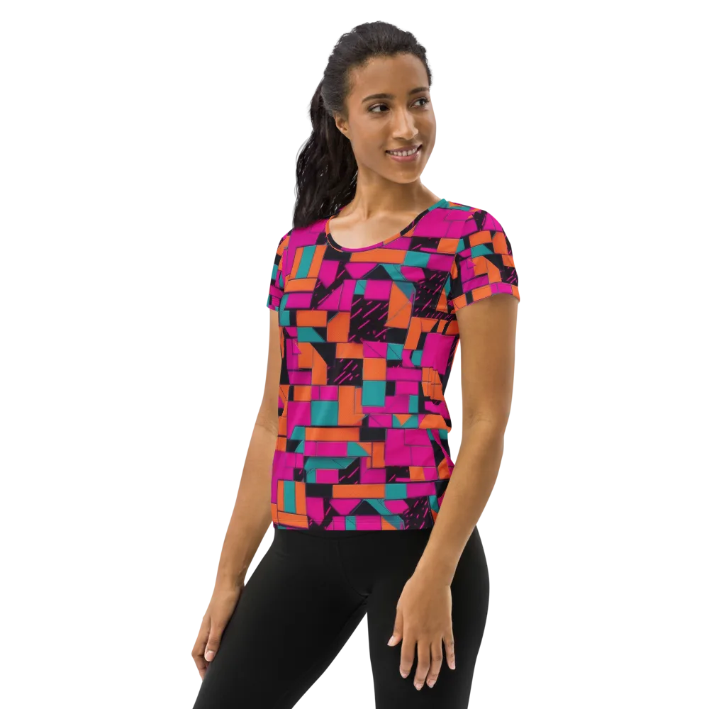 Cyberblock on Women's Athletic T-Shirt — Left