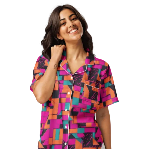 Cyberblock on a Women's Short Sleeve Pajama Top