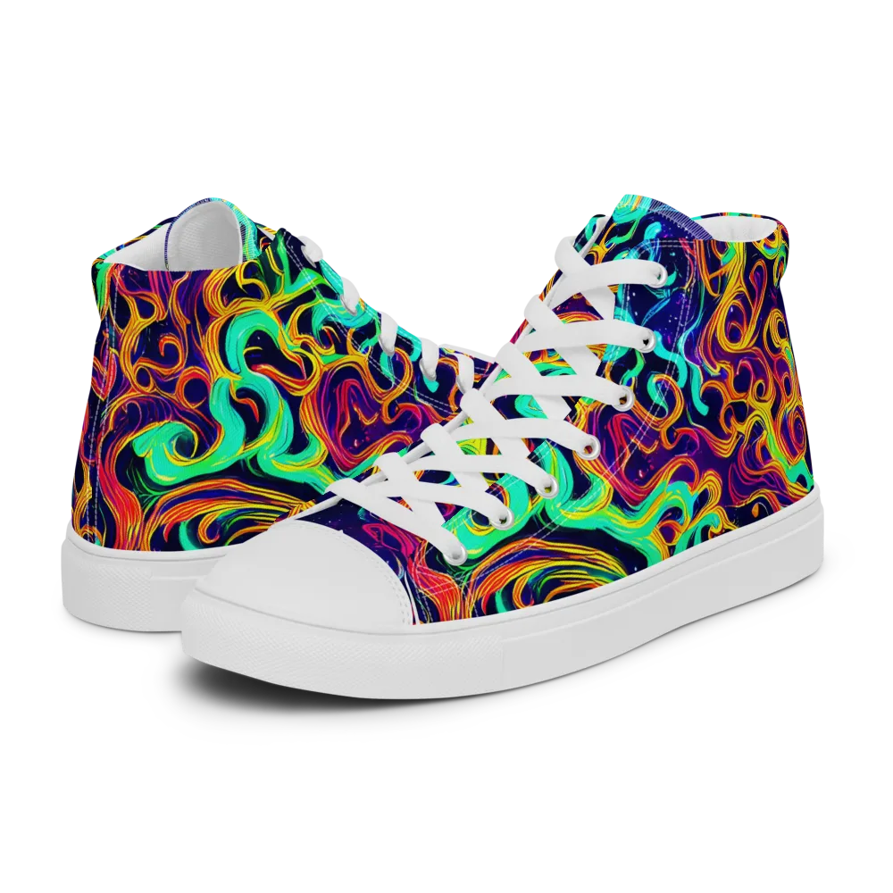 Cheston Swirl on Men's High Top Canvas Shoes — Left