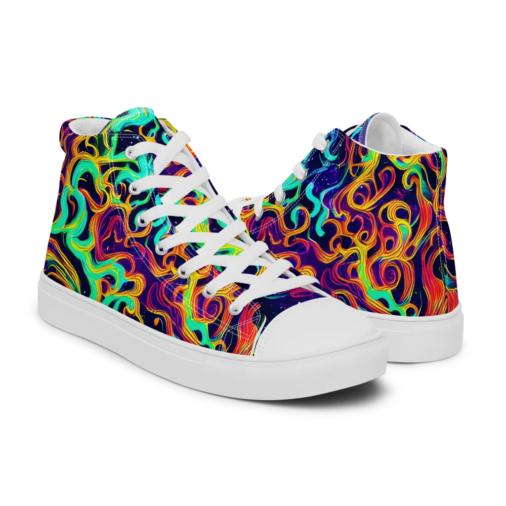 Cheston Swirl on Men's High Top Canvas Shoes — Right