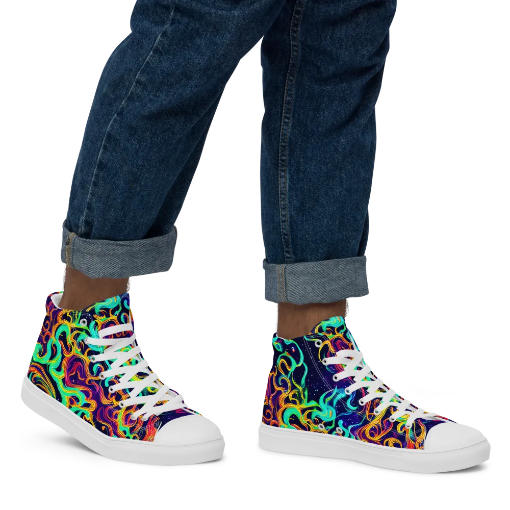 Cheston Swirl on Men's High Top Canvas Shoes — Right