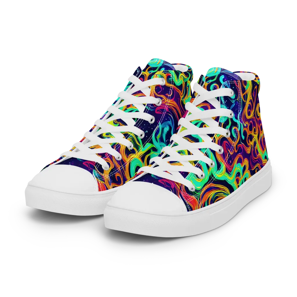Cheston Swirl on Women's High Top Canvas Shoes — Left Front