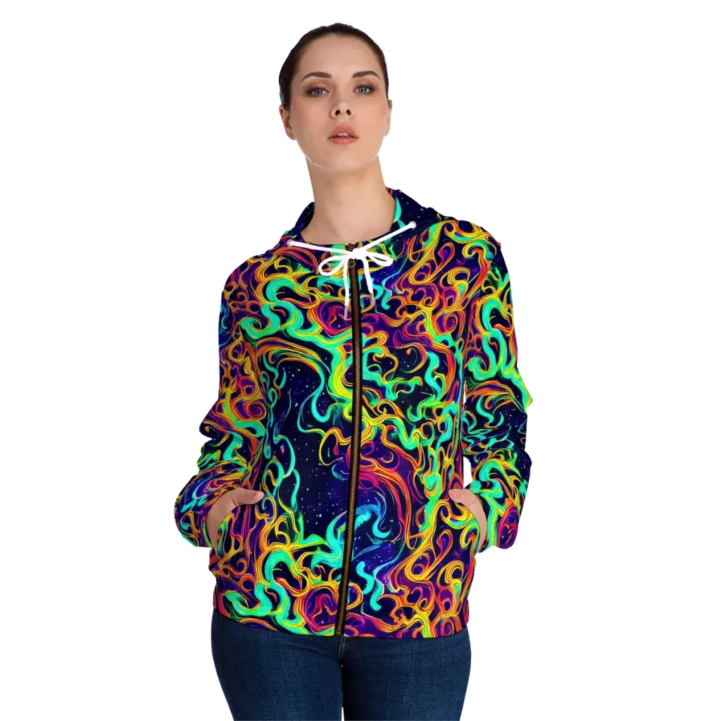 Cheston Swirl on Women's Full-Zip Hoodie — Front On Person