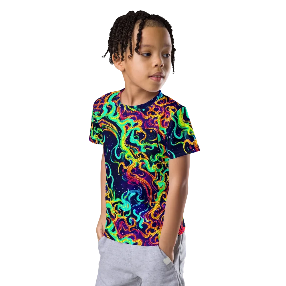 Cheston Swirl on Kids Crew Neck T-Shirt — Left Front