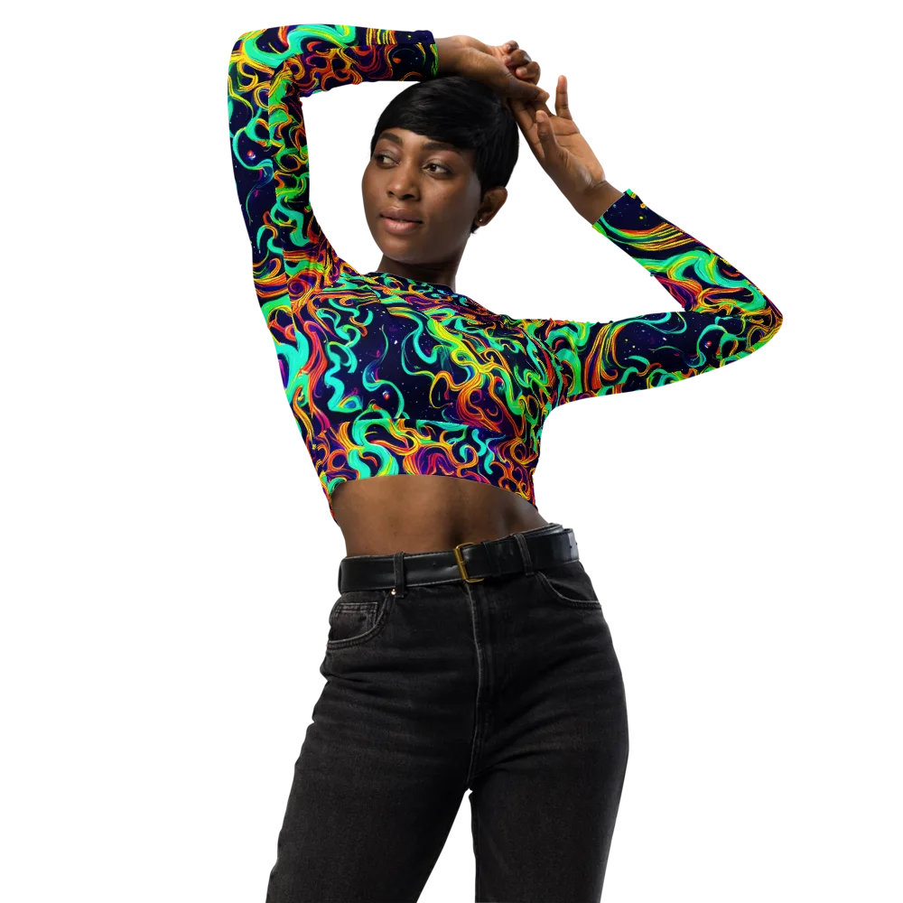 Cheston Swirl on Long Sleeve Crop Top — Front