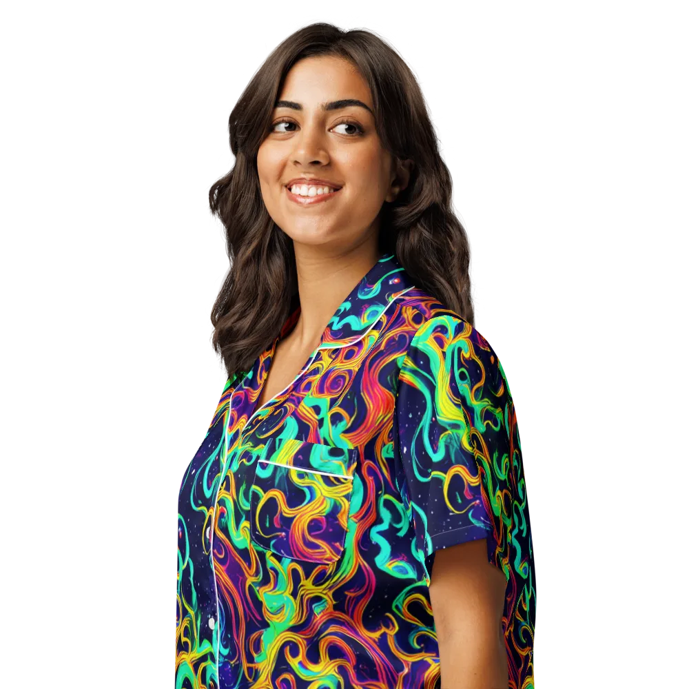 Cheston Swirl on Women's Short Sleeve Pajama Top — Left Front