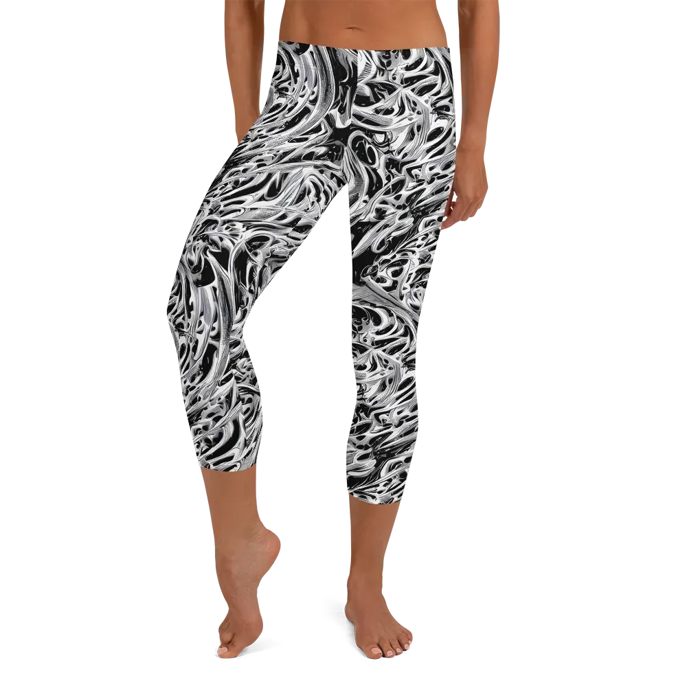 Silver Shadows on Capri Leggings — Front