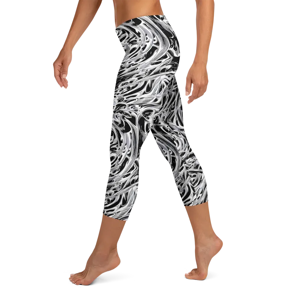 Silver Shadows on Capri Leggings — Left