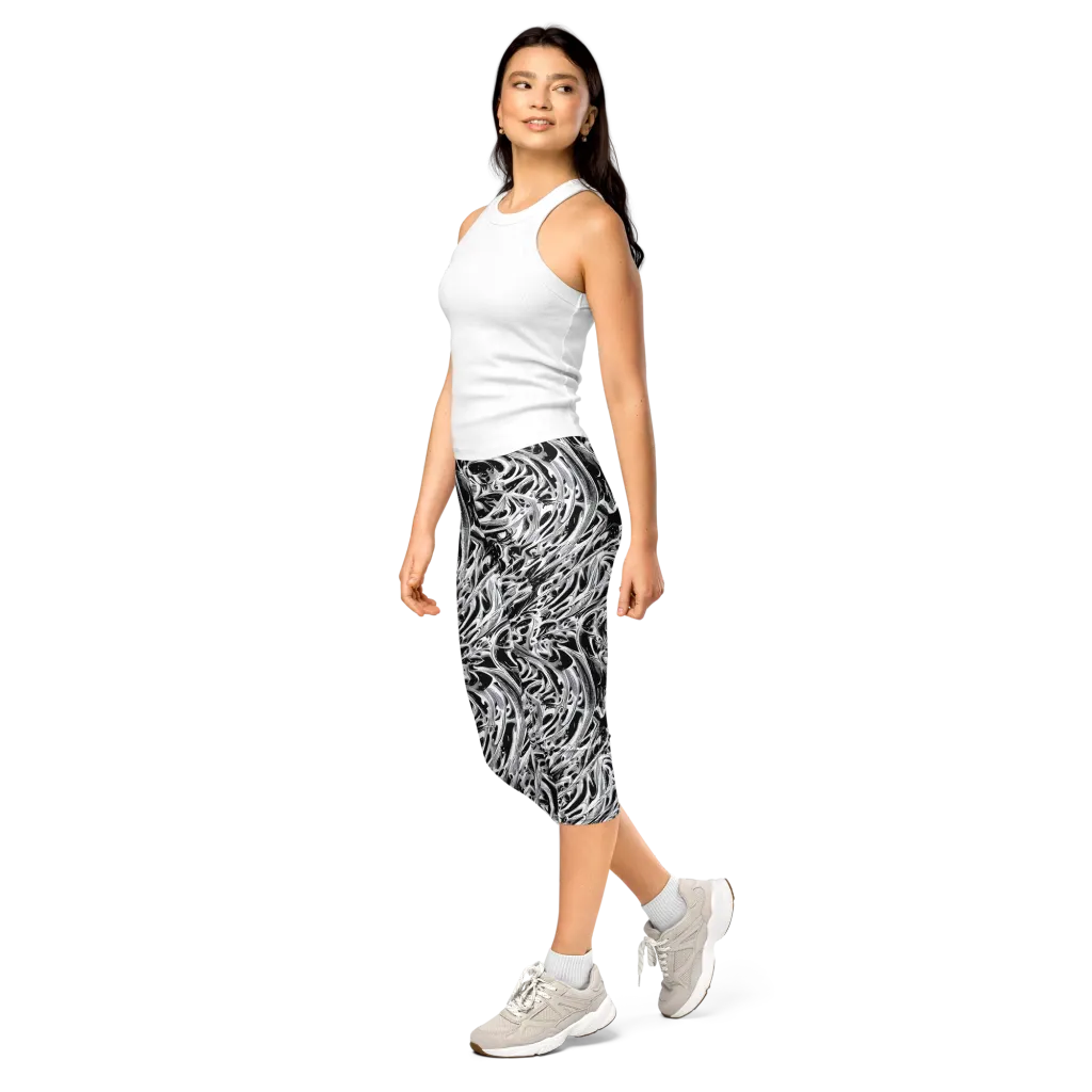 Silver Shadows on Capri Leggings — Left Front