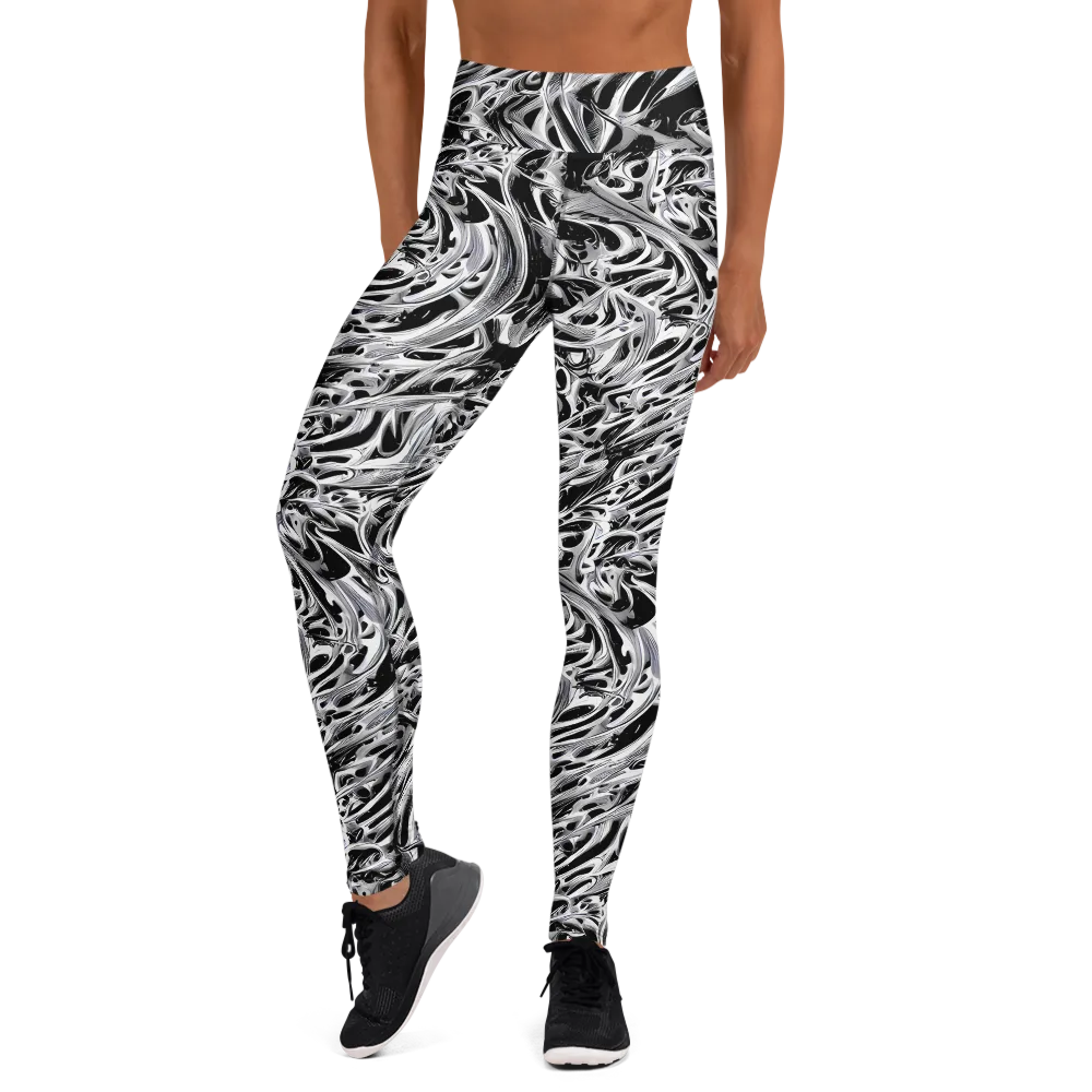 Silver Shadows on Yoga Leggings — Front