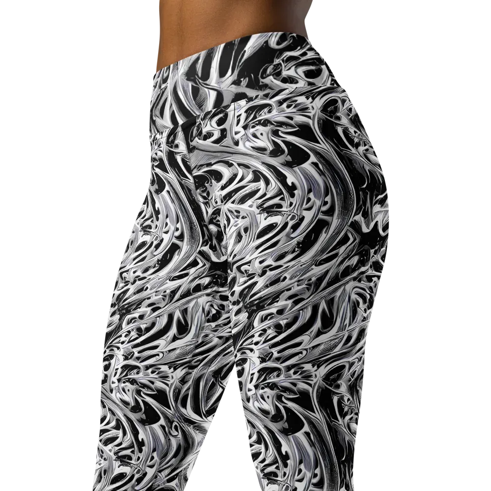 Silver Shadows on Yoga Leggings — Left Front