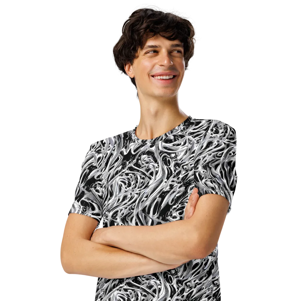Silver Shadows on Men's Crew Neck T-Shirt — Left Front