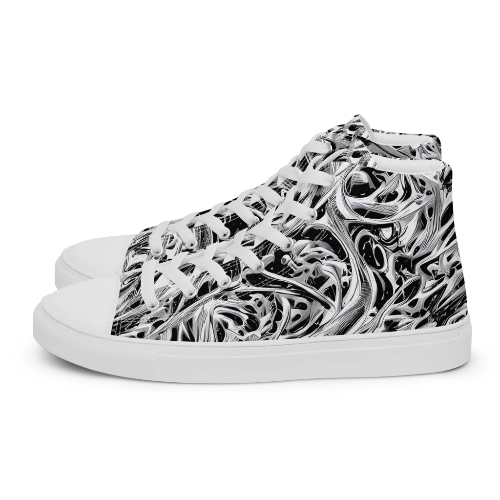 Silver Shadows on Men's High Top Canvas Shoes — Left