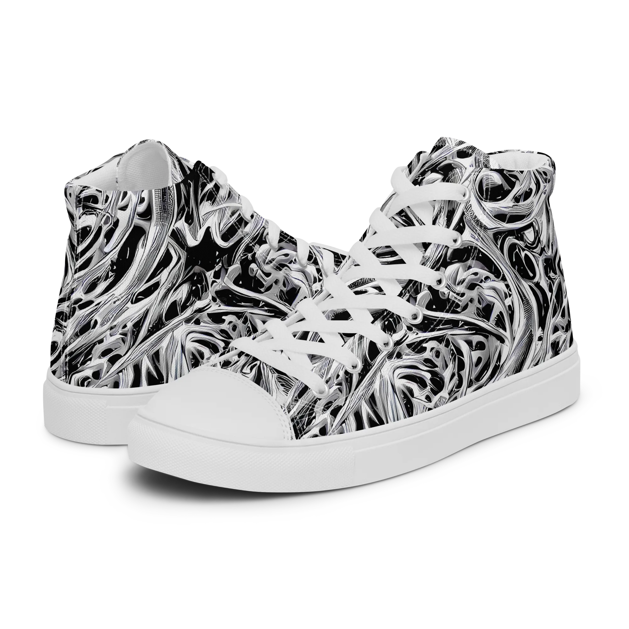 Silver Shadows on Men's High Top Canvas Shoes — Left