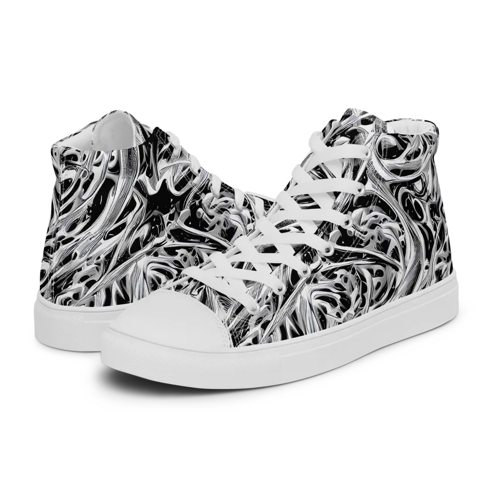 Silver Shadows on Men's High Top Canvas Shoes — Left