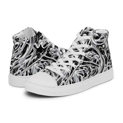 Silver Shadows on a Men's High Top Canvas Shoes