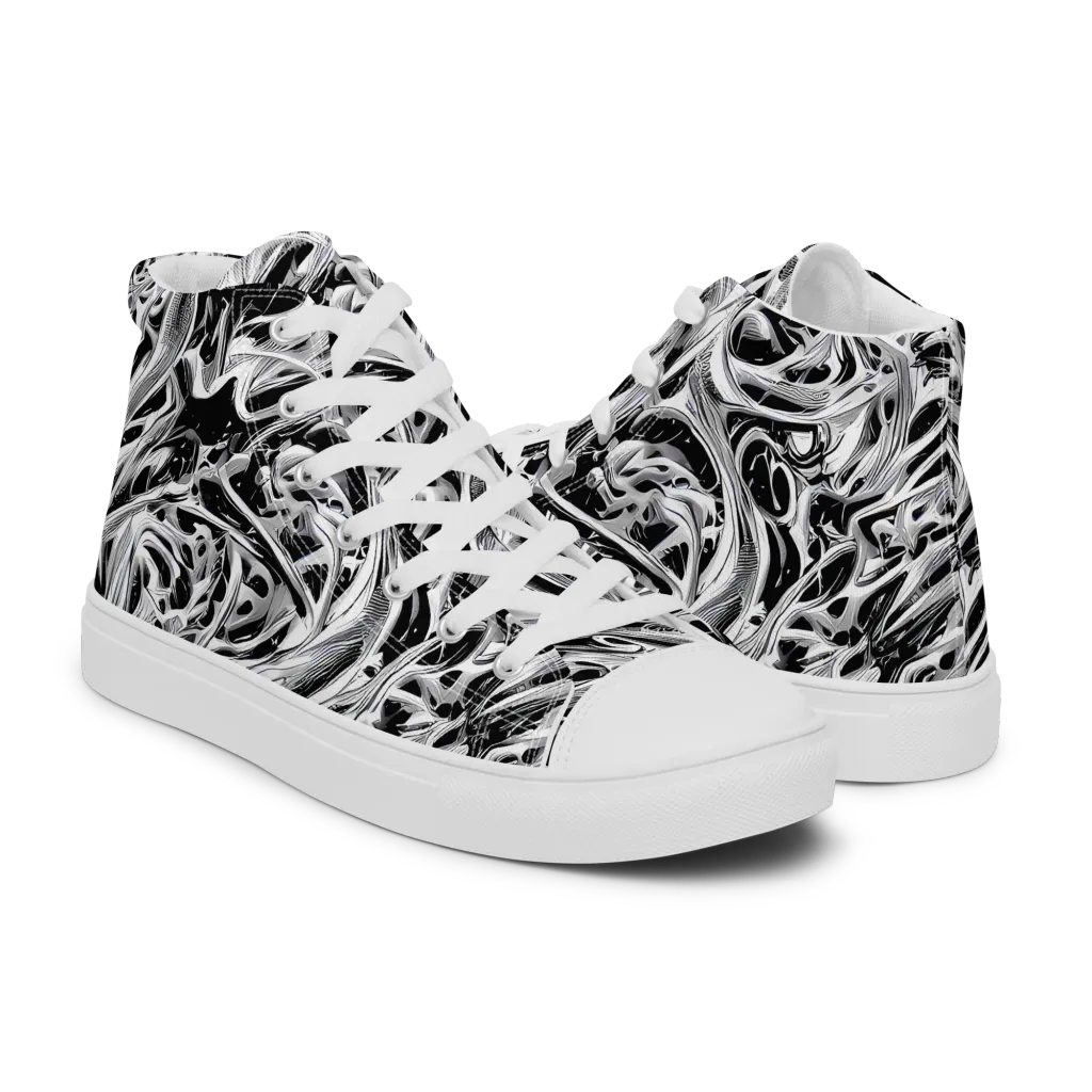 Silver Shadows on Men's High Top Canvas Shoes — Right