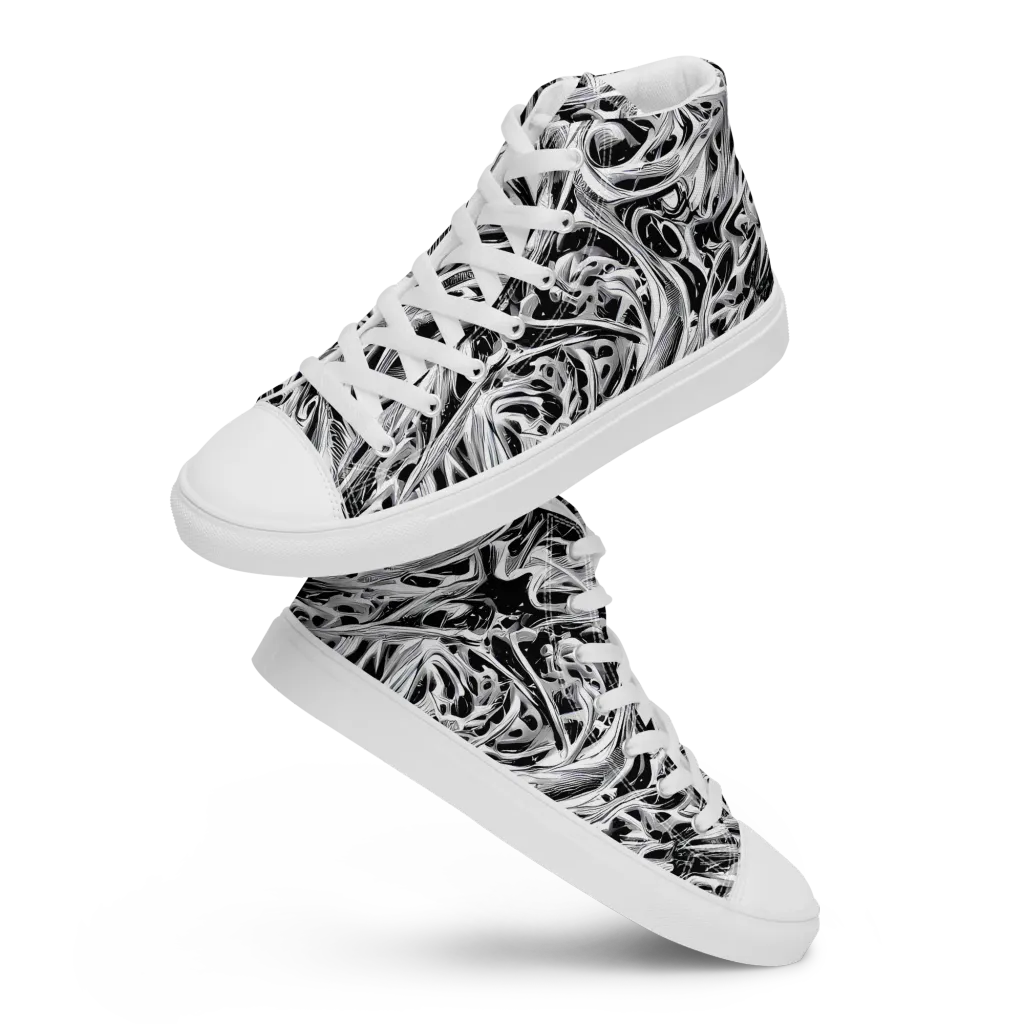 Silver Shadows on Men's High Top Canvas Shoes — Front
