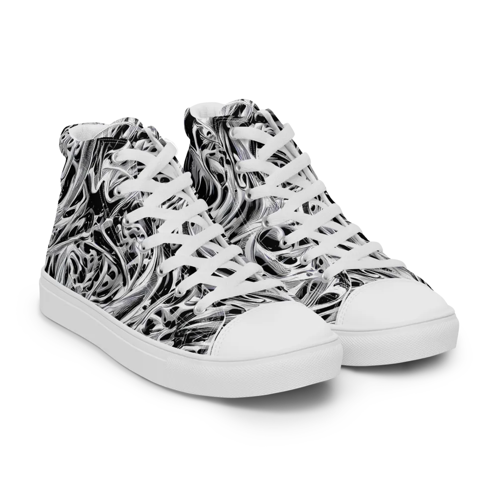 Silver Shadows on Women's High Top Canvas Shoes — Right Front
